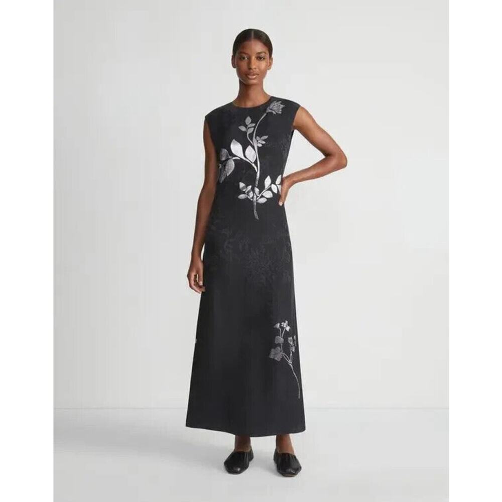 NWT LAFAYETTE 148 NEW YORK Flora Bloom Metallic Jacquard Dress Gown $2498 Size 4